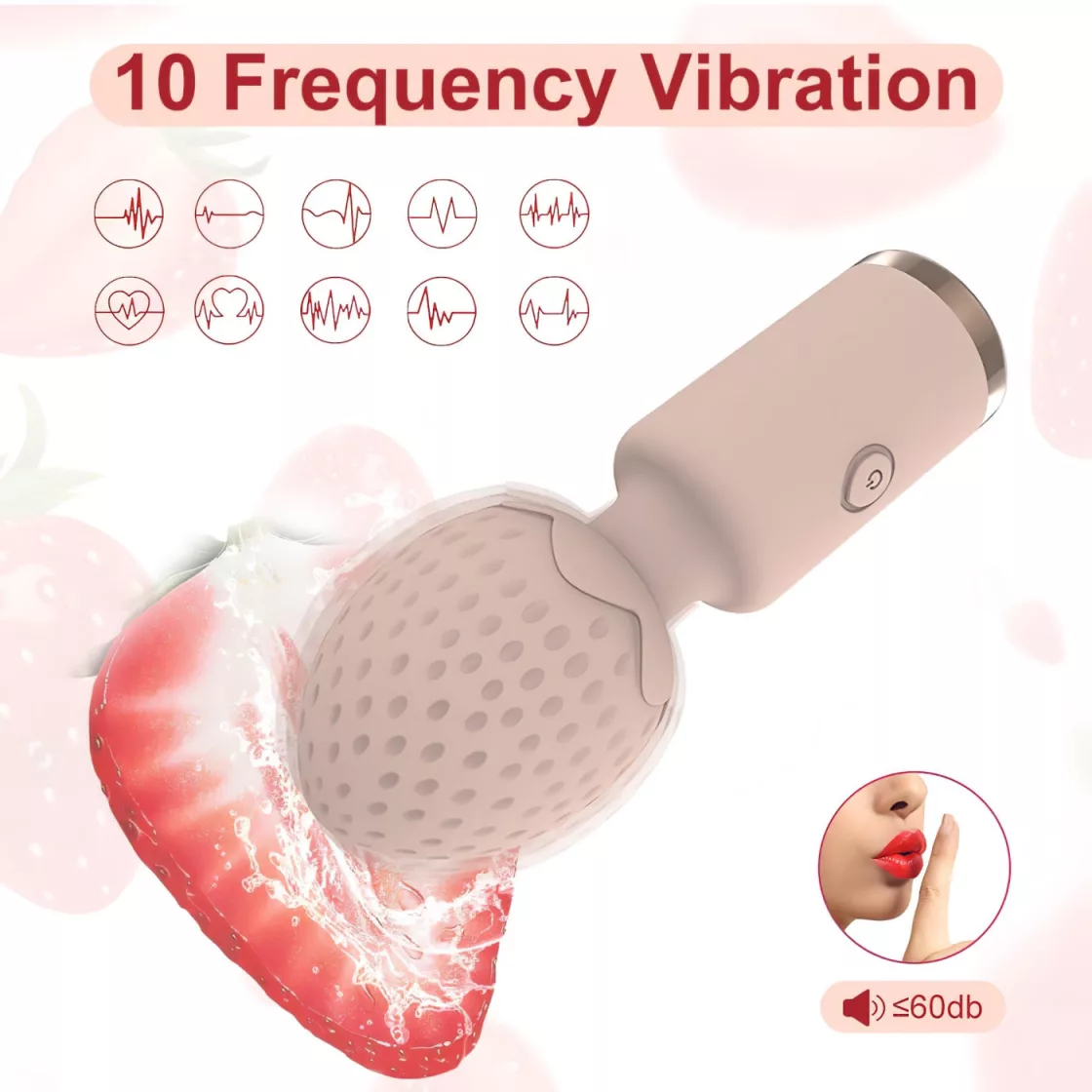 STRAWBERRY MINI WAND VIBRATOR + USB - Slika 7